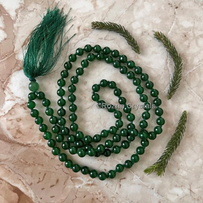 Hand Knotted Dark Green 108 Beads Jaap Mala