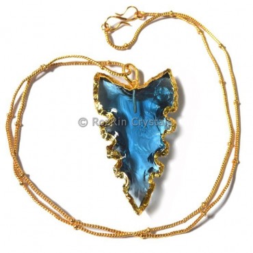 Blue Glass Curved Electropalted Necklace