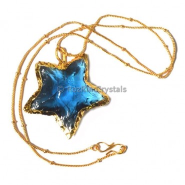 Blue Glass Star Electroplated Necklace