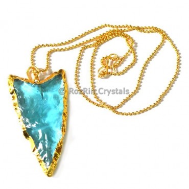 Aqua V Shape Electroplated Necklaces