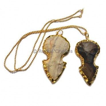 Round Agate Arrowheads Electroplated Necklace