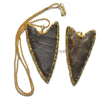 V Shape Agate Arrowheads Electroplated Necklace