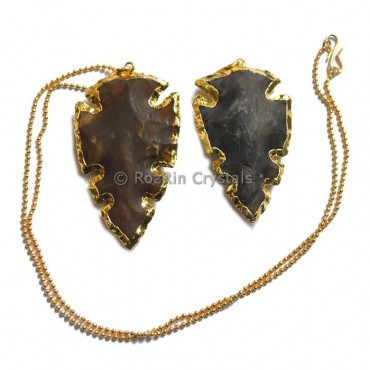 Curved Agate Arrowheads Electroplated Necklace