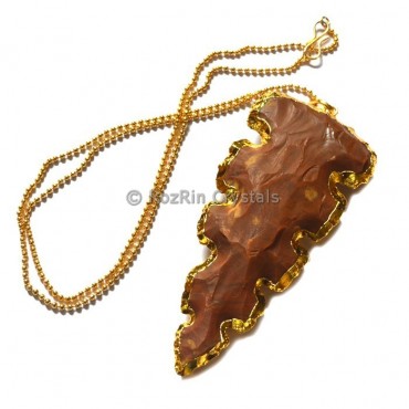 Nice Curved Agate Arrowheads Electroplated Necklace