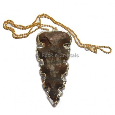 Fancy Curved Agate Arrowheads Electroplated Necklace