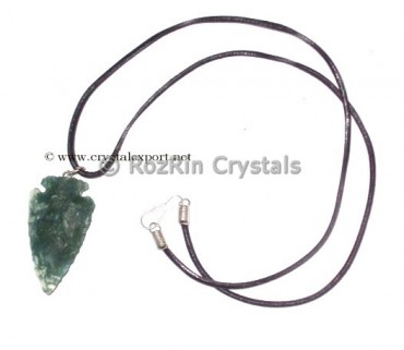 Green Moss Agate Arrowheads Necklace