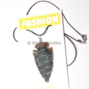 Silver Wire Wrap Arrowheads Necklace