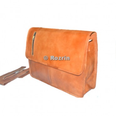 TWO POCKET FLAP CHAIN LEATHER BAG