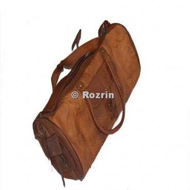 ROUND DUFFEL 3 POCKET LEATHER BAG