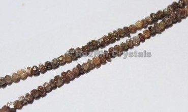 15 Inch Full Strand Brown Diamond, Uncut Raw Diamond Beads Rough Diamond Beads, Natural Rough Diamonds Size 2.8mm to 4.2mm