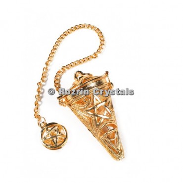 Pentagram  Brass Gold Cage Pendulums