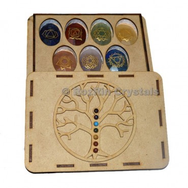 Chakra Tree Of Life Engraved Oval Stone Gift Box