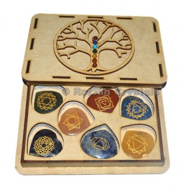Chakra Tree Of Life Engraved Heart Stone Gift Box