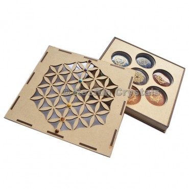 Chakra Engraved Stone Flower Of Life Gift Box