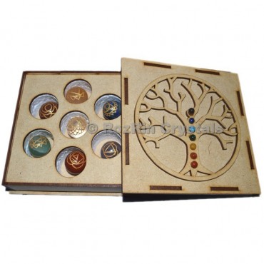 Chakra Tree Of Life Engraved Ball Stone Gift Box