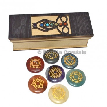 Buddha Seven Chakra Engraved Stone Wooden Gift Box