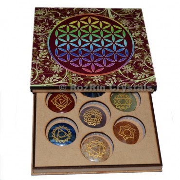 Chakra Engraved Stone colouring Flower Of Life Gift Box