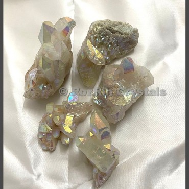 Natural White Angel Aura Quartz Clusters