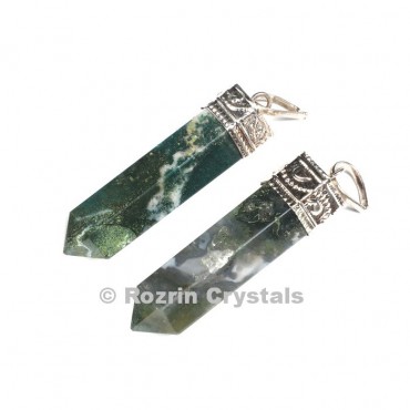 Moss Agate cap Pencil Pendant