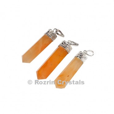 Peach  Aventurine cap Pencil Pendant