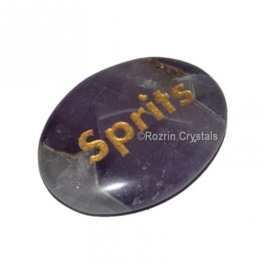 Amethyst Engraved Spirit Word Healing Stone
