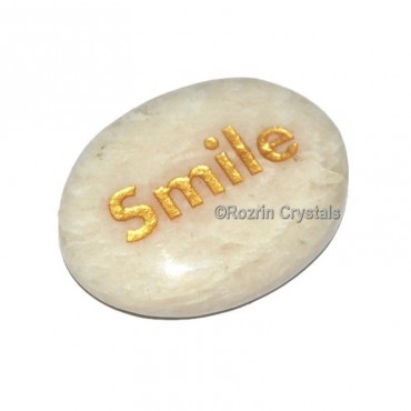 MoonStone Engraved Smile Word Healing Stone