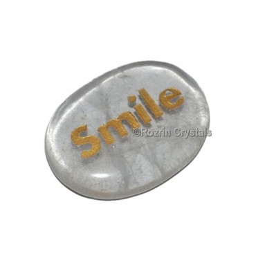 Crystal Quartz Engraved Smile Word Healing Stone