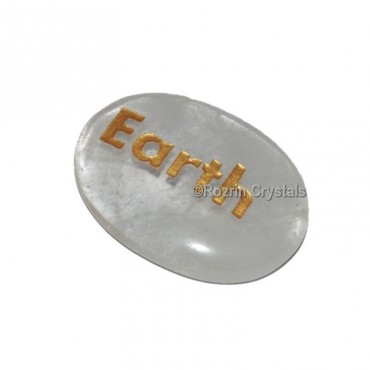 Crystal Quartz Engraved Earth Word Healing Stone