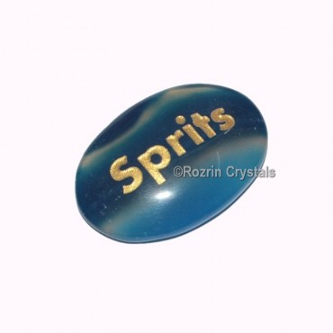 Blue Onyx Engraved Spirit Word Healing Stone