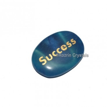 Blue Onyx Engraved Success Word Healing Stone