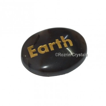 Black Onyx Engraved  Earth Word Healing Stone