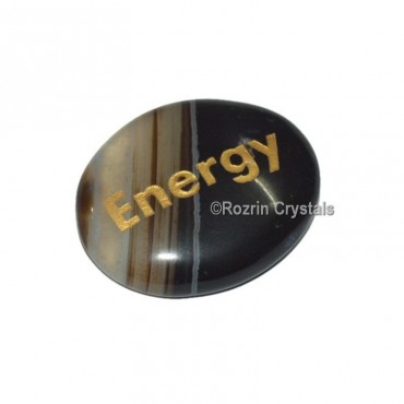 Black Onyx Engraved  Energy Word Healing Stone