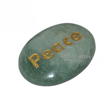 Green Aventurine Engraved Peace Word Healing Stone