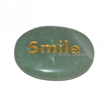 Green Aventurine Engraved Smile Word Healing Stone