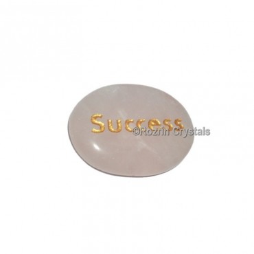 Rose Quartz Engraved Success Word Healing Stone