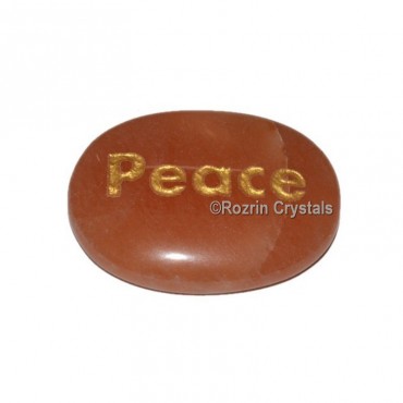 Peach Aventurine Engraved Peace Word Healing Stone
