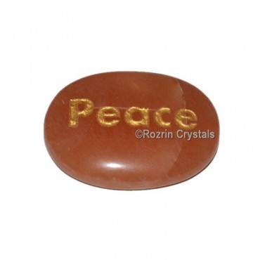 Peach Aventurine Engraved Peace Word Healing Stone