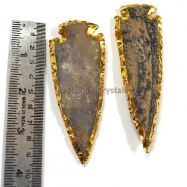 4 Inches Agate Arrowheads Electroplated