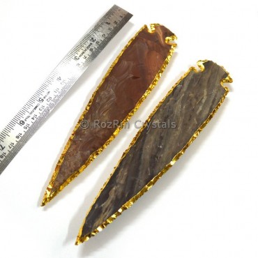 7 Inches Agate Arrowheads Electroplated