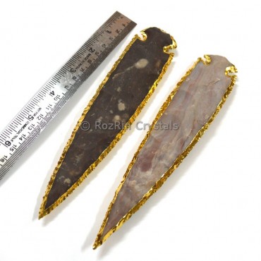 8 Inches Agate Arrowheads Electroplated