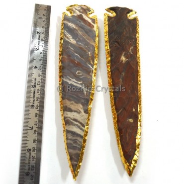 9 Inches Agate Arrowheads Electroplated