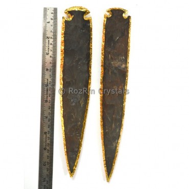 10 Inches Agate Arrowheads Electroplated