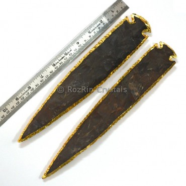 11 Inches Agate Arrowheads Electroplated