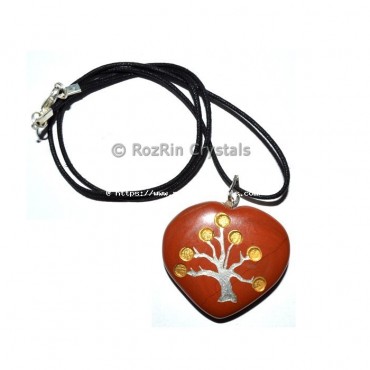 Red Jasper Gold Tree Pendant