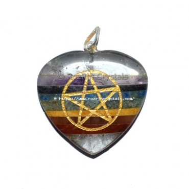 Chakra Bonded Pentagram Heart Pendant