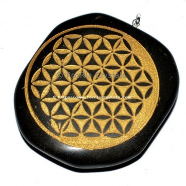 Black Agate Flower Of Life Pendant