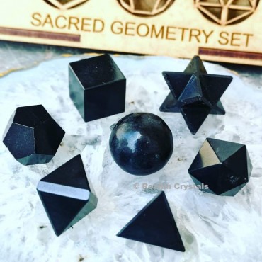 Black Tourmaline Sacred Geometry set