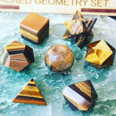 Yellow Tiger eye Sacred Geometry set