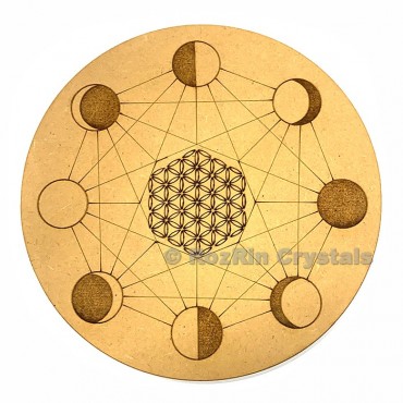 Moon Phase Flower of Life Crystal Grid