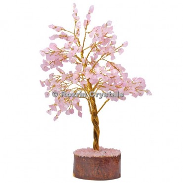 Rose Quartz Golden Wire 300 Chips Tree